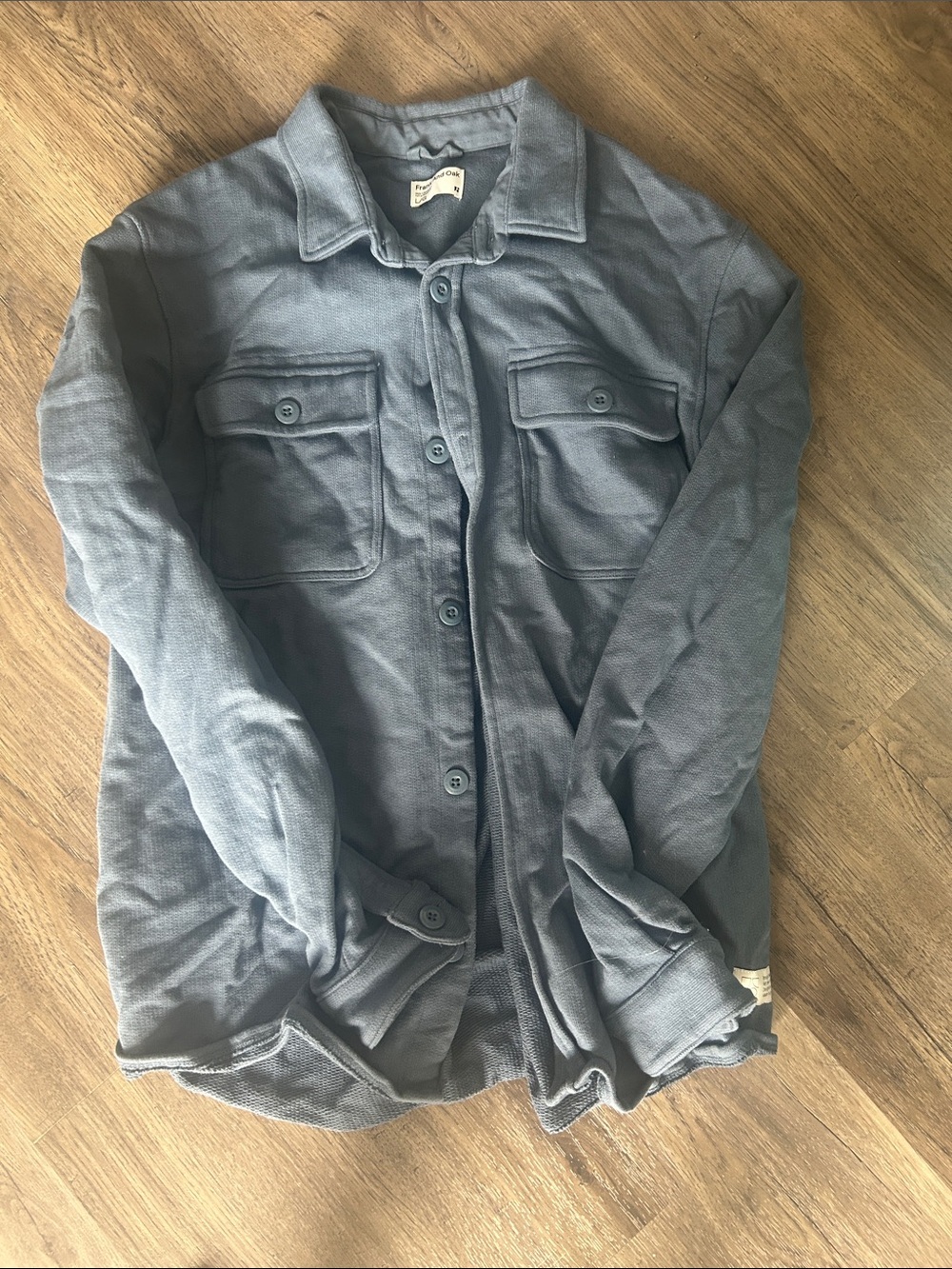 Frank & Oak Slate Blue Long-Sleeve Button-Front Shirt